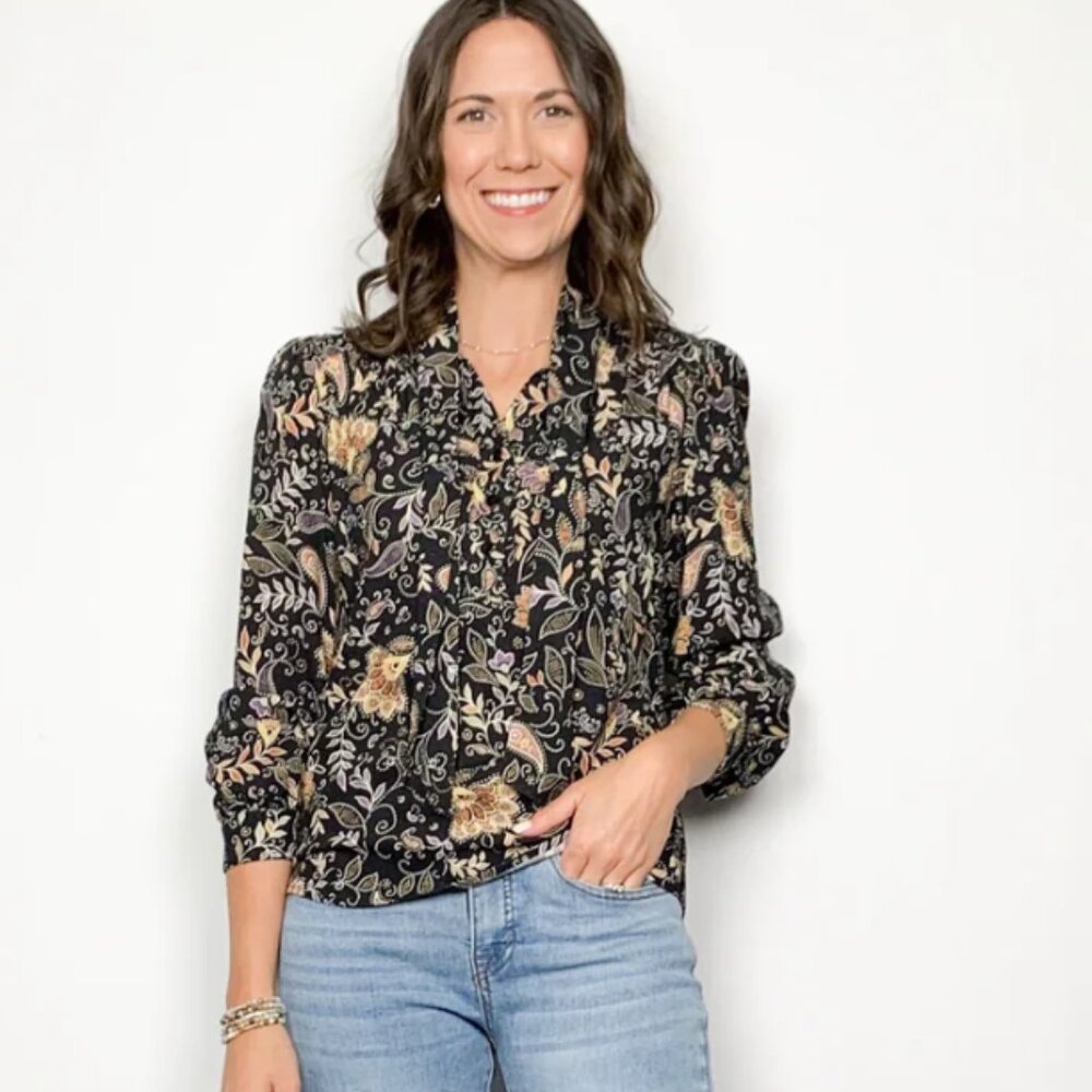 MICHAEL STARS PRINTED BOW BLOUSE